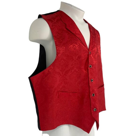 Frontier Classics Mens XL Red Paisley Vest Button Front Adjustable Back Formal - Picture 3 of 14